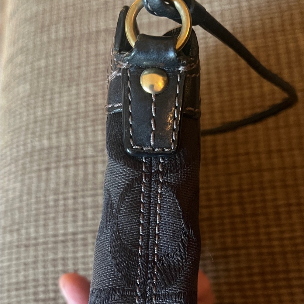 Vintage Black Coach Mini Turnlock Bag Canvas and leather with gold detail - Picture 13 of 16